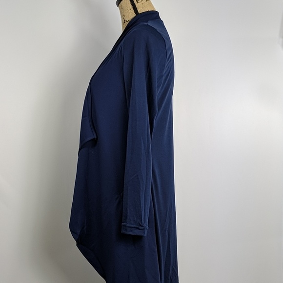 Navy drape front open cardigan - Picture 4 of 7